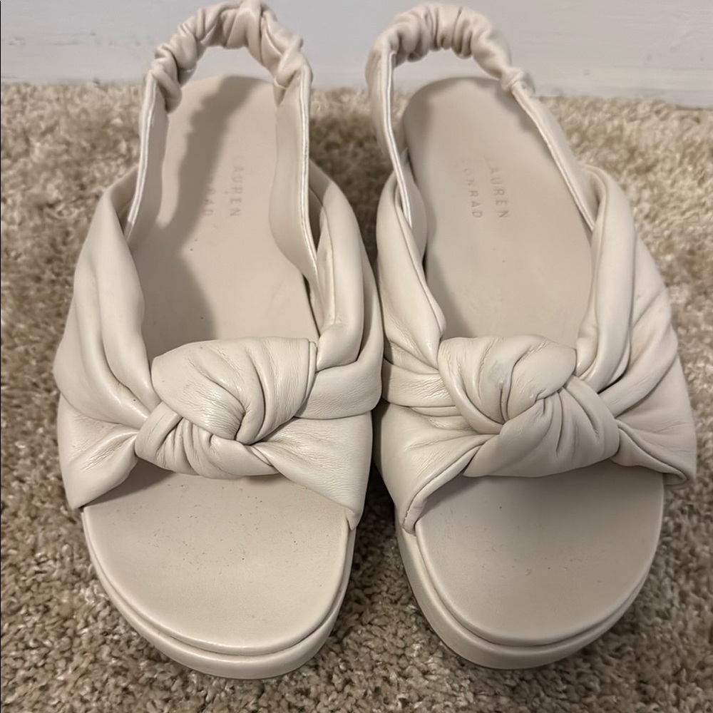 LC Lauren Conrad Cream Knotted Sandals